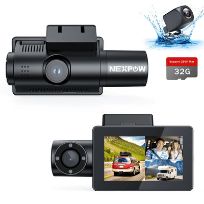 Car Dash Cam 3 Channel, 4K Dash Camera Front and Rear, Dashcam Three Way with 3